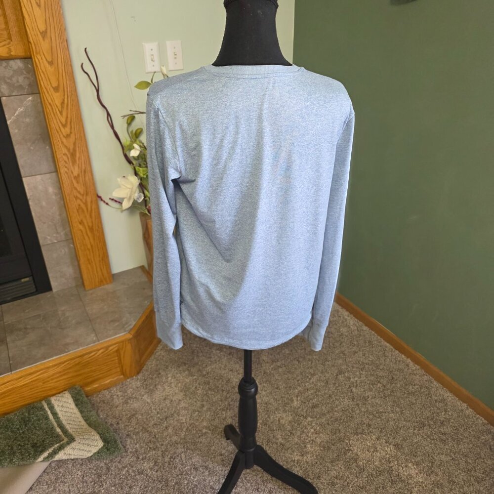 Athleta Girl Crewneck Long Sleeve Top Blue Thumbhole Pullover - Picture 3 of 4